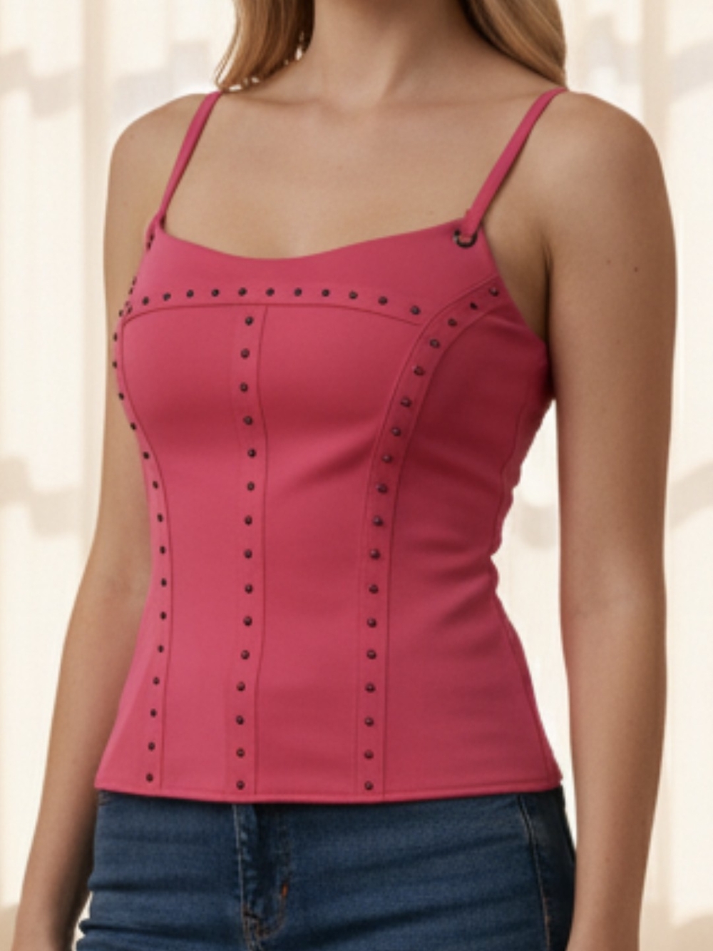 Bebe Pink Studded Cami Top Size Medium Like New
